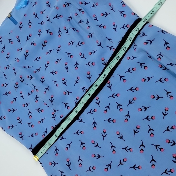 Draper James Collection Border Print Floral Tulip Dress Size 8 Blue/Pink Silk - Picture 6 of 12